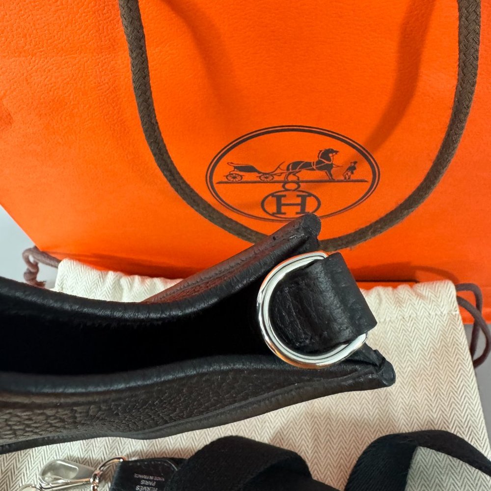 NWT Authentic Hermes Mini Black Leather Evelyn Crossbody Bag - Picture 7 of 12